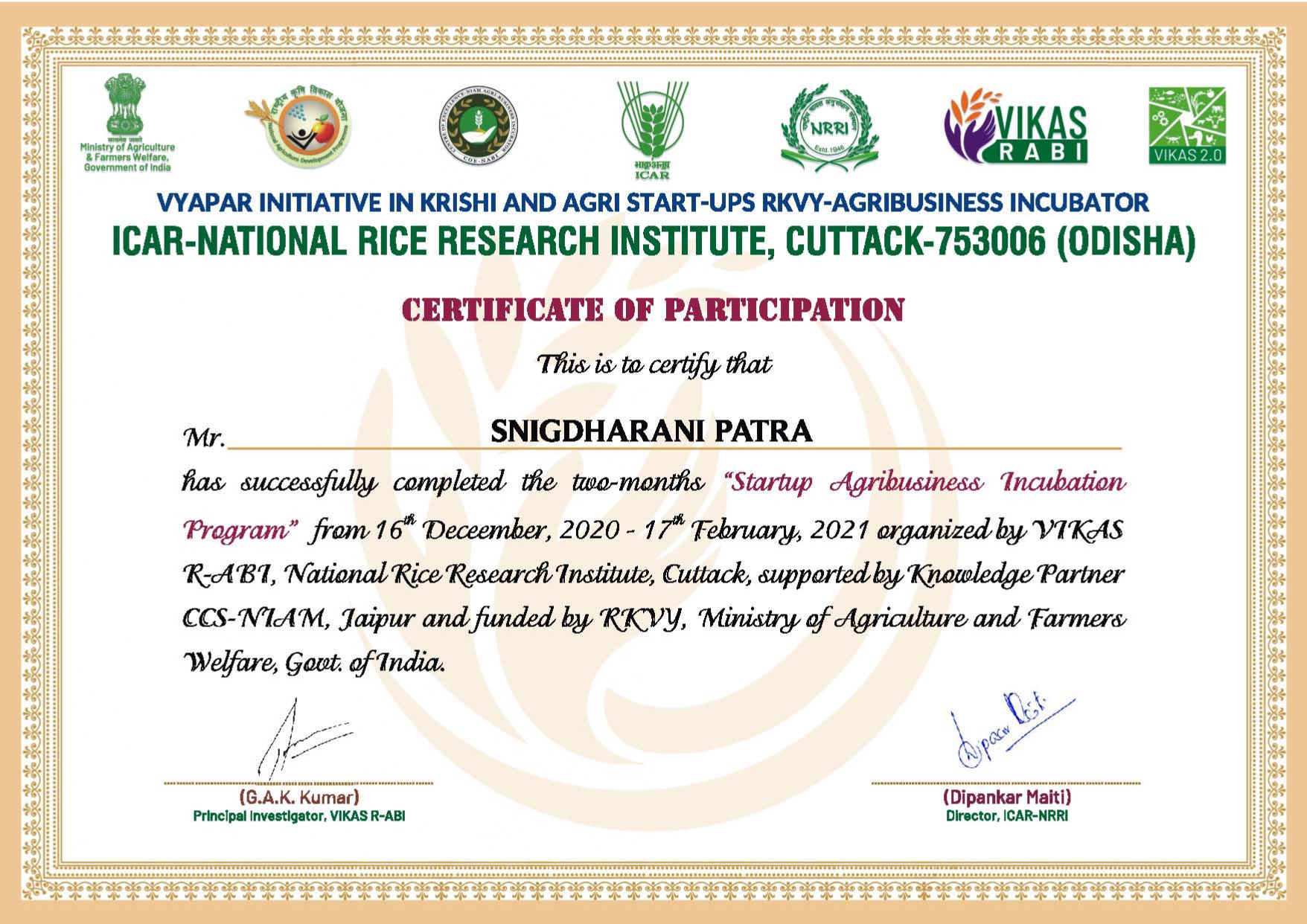Certificate 1